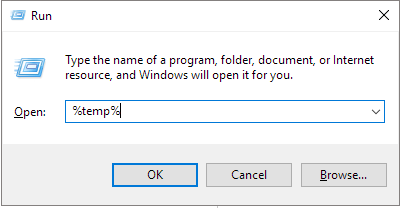 open temp folder in run dialog