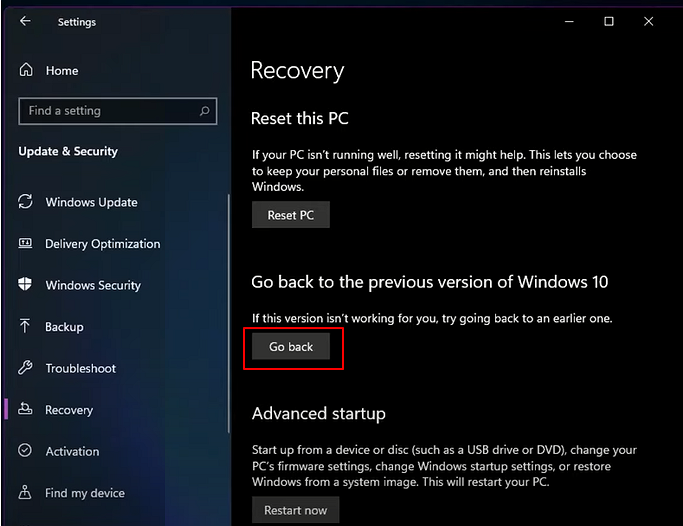 open windows 11 recovery panel