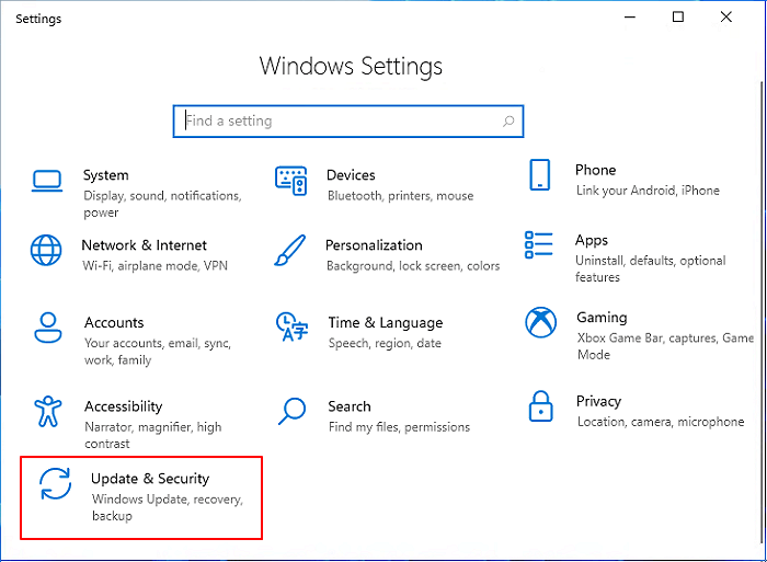 open windows update security settings